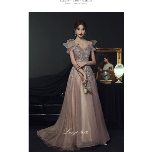 Luxury beading embroidery ruffled royal queen collar long dress medieval Renaissance Victoria ball gown