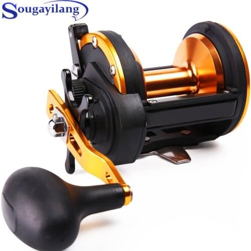 Sougayilang Top Quality Strong Trolling Fishing Reel Bait Casting Drum Wheel Right Hand Sea Boat Fishing Reel for Saltwater