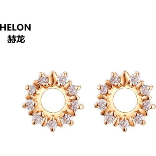 SI/H 100% Natural Diamonds Stud Earrings for Women Solid 14k Rose Gold Unique Earrings Trendy Party Fine Jewelry Gift