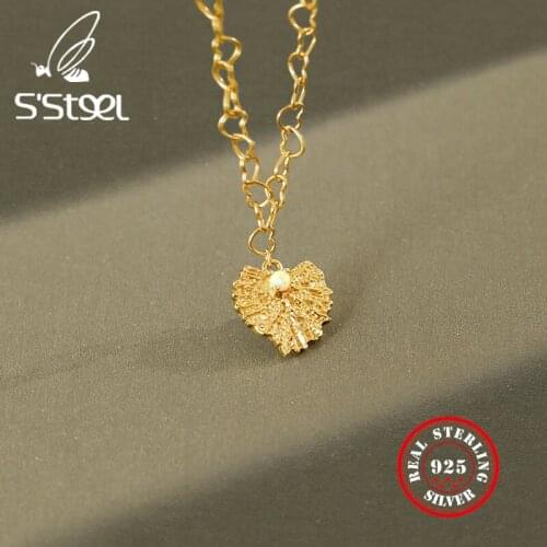 SSTEEL Necklaces For Women Heart Pendants 925 Sterling Silver Opal Gold Necklace Collares De Moda 2020 Mujer Fine Jewellery