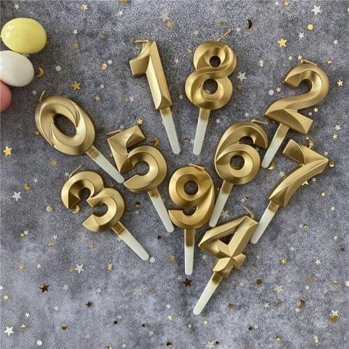 1Pcs Digital Cake Candles Metallic Birthday Candles for Birthday Wedding Party Cake Decoration Number 0-9 Kids Birthday Supplies