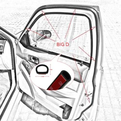 4meters Car Door Seal Auto Strip Big D Type Sealing Strip Waterproof Trim Sound Insulation Weatherstrip EPDM Rubber Seal Strips