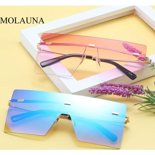 Oversized Square Rimless Sunglasses Women 2019 Brand Designer Big Frame Sun Glasses Flat Top Gradient Female Glasses Oculos UV40