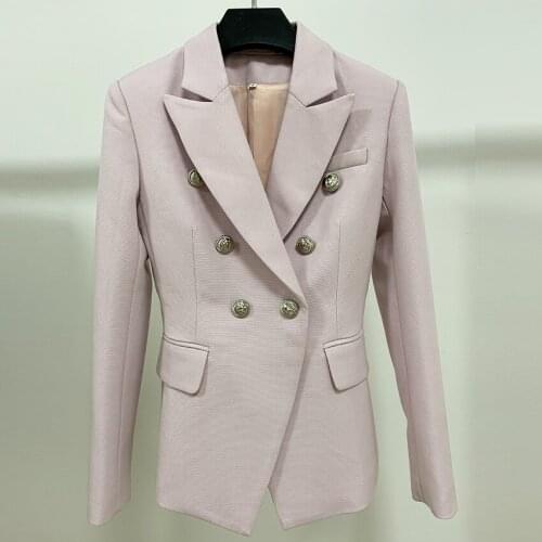 HIGH QUALITY Newest Fashion 2020 Designer Blazer Womens Double Breasted Metal Lion Buttons Thick Slim Fitting Blazer Jacket