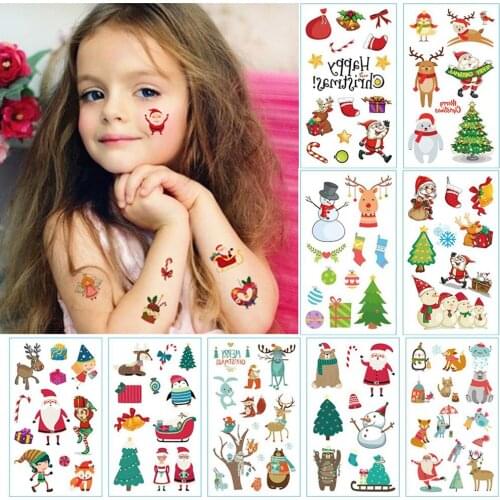 1 Sheet Body Decorative Label Merry Christmas Santa Claus Pattern T-attoo Stickers Christmas for Party