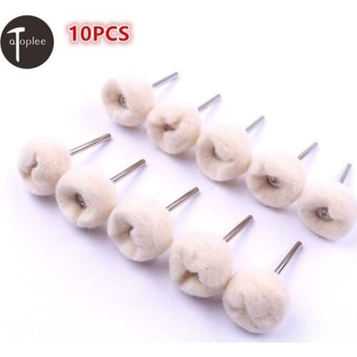 10pcs 24mm Head Diameter Cashmere Grinding Head With Handle Wool Wheel Wood Diamond Polishing Cleaner Tools