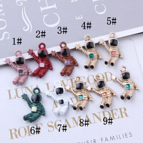 10PCS Spray Painting Candy Color Astronauts Pendant Charms DIY Accessories For Handmade Women Jewelry Necklace Bracelets