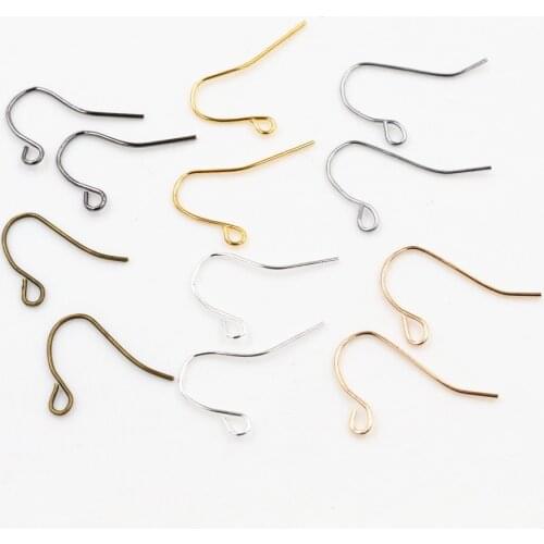 100pcs/lot 21x12mm Silver Plated Gold Color Earring Findings Ear Hook Earrings Clasps For Jewelry Making DIY Earwire Supplies