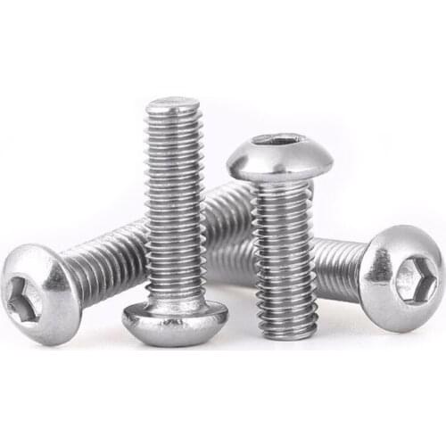 100pcs ISO7380 Hexagon Socket Button Round Head Screw M2 M3 M4 M5 M6 SUS304 Stainless Steel Mushroom Hex Socket Cap Screws