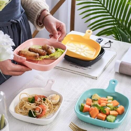 2 Pcs Nordic breakfast plate pasta plate with handle plate creative baking plate ceramic baking swing plate dinner plates