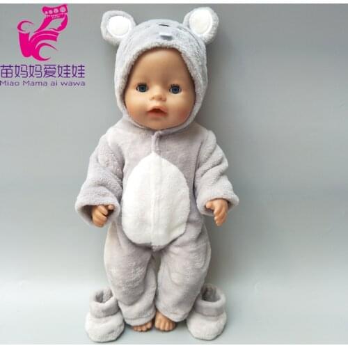 38cm Doll Clothes for 40cm Baby Doll Boy Clothes Pants Cute Mouse Set for 17 Inch Doll Fur Coat Set