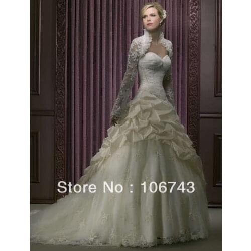 Free shipping 2016 new style hot sale Sexy wedding sweet princess Custom-made size good quality lace jacket pleat bridal dress