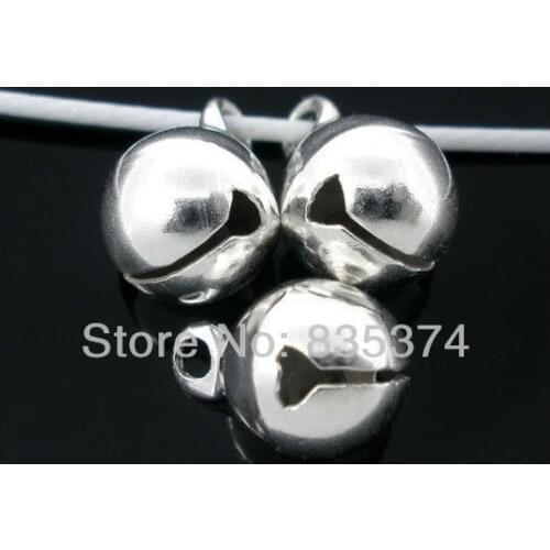 Free shipping!8mm Silver Plated Christmas Bell Charm Drops Findings