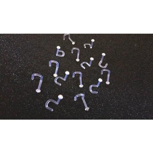 Free shippment LOT50pcs NOSE RETAINERS HIDE PIERCING CLEAR Gems NOSE RING BONE STUD SCREW On GEMS