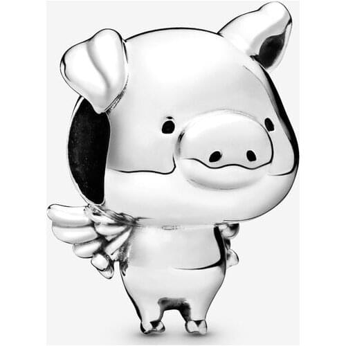 925 Sterling Silver Beads Free Shipping The Flying Pig Charm Fit Original Pandora Bracelets DIY Women Fashion Jewelry Gift