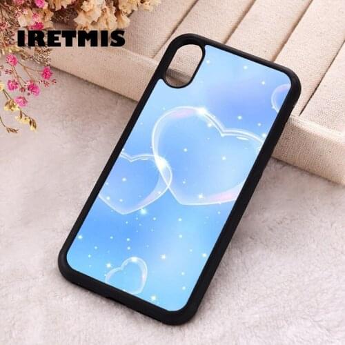 Iretmis 5 5S SE 2020 Phone Cover Case for iPhone 6 6S 7 8 Plus X Xs XR 11 12 Mini Pro Max Silicone Bubble Heart Blue