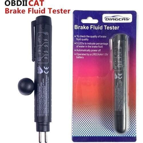 DHL 20 Pcs/lot Brake Fluid Tester 5 LED Oil Quality Check Pen Brake Fluid Liquid Tester for DOT3/DOT4/DOT5.1 Car Diagnostic Tool
