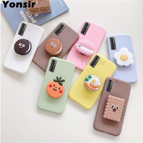 For Huawei P Smart 2021 Silicon Case Cartoon Phone Holder Cover For Huawei Psmart 2021 6.67inch Y7A Ring Stand Cases PPA-LX2