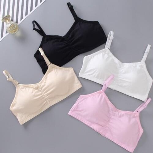 Cotton tube top student girl development period wrapped bra with pad without steel ring girl bra girls training bra 10 to 18Y