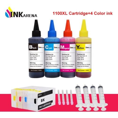 INKARENA PGI 1100XL Printer Ink Cartridge + 4×100ml Bottle Ink Refill Kits For Canon PGI-1100 XL MAXIFY MB2010 MB2110 MB2710
