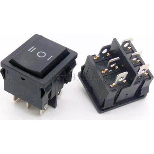 KCD5 21X24mm 21*24mm 6 Pin 3 Position 6A/12A 250VAC ON-OFF-ON SPDT Snap in Black Rocker Switch