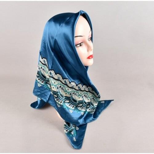 Summer Cashew color silk Satin square Hairband hijab cool shawl ladies foulard femme headband hair bufanda mujer shawl