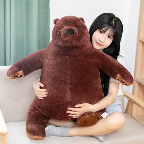 Cute Simulation Plush 100cm Big brown bear plush toy bear pillow doll large bear Sleeping Pillows Soft Stuffed Animals Cushion