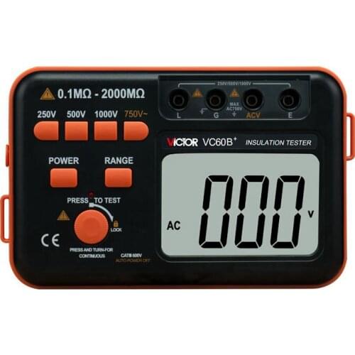 Multimeter Digital Insulation Resistance Tester LCD 1000V Megger Insulation 0-2000M Ohm High Voltage Short Circuit Input Alarm