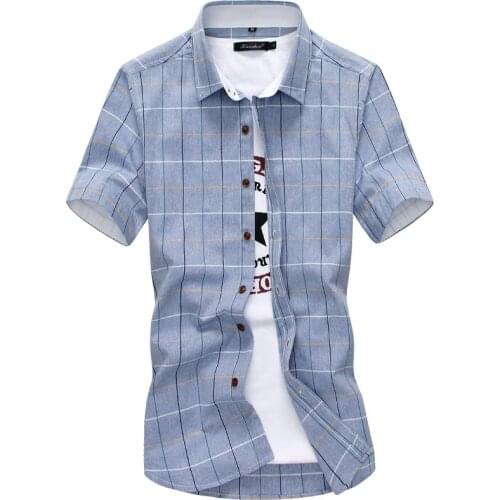 2020 New Plaid shirts Men Fashion 100% Cotton Short Sleeved Summer Casual Men Shirt camisa masculina Mens Dress Shirts