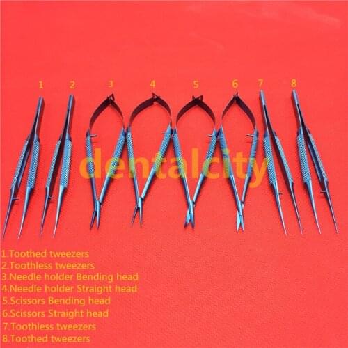 12.5cm Set Titanium Microsurgical Ophthalmic Surgical Instruments Dental Instruments Scissors+Needle Holders +Tweezers