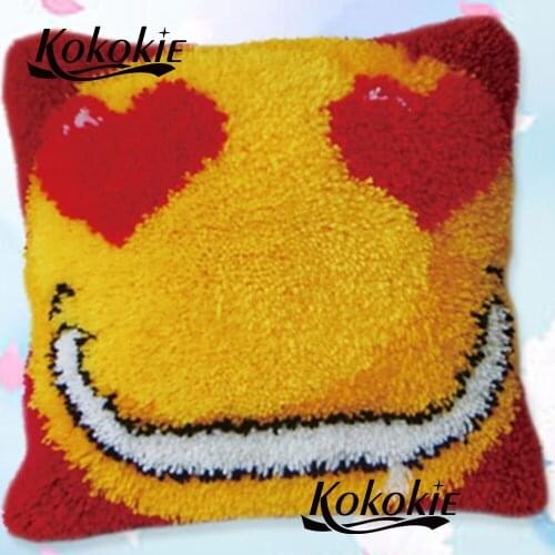 Handmade cross stitch kits embroidery needlework sets latch hook rug kits pillow smile printed 3d mat sets cushion blanket