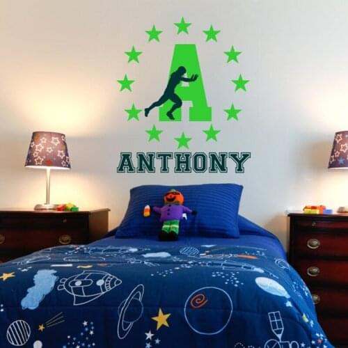 Football Wall Decal Custom Name Wall Sticker for Kids Baby Room Nursery Bedroom Wall Art Decor Muurstickers Poster Decals A483
