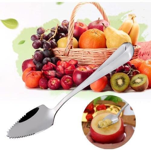 Stainless Steel Grapefruit Apple Scraper Spoon Serrated Sawtooth Edge Multi-functional Baby Food Prepare Tool 2