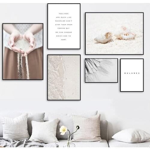 Nordic Dandelion Scenery Prints Sand Wall Art Poster Seaside Canvas Wall Picture Feeling Quote Painting Modern Home Decor HD0080