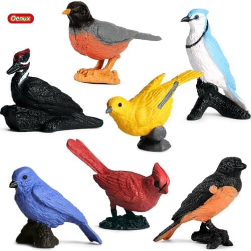 Oenux Small Size Bird Animals Toucan Woodpecker Parrot Eagle Action Figure Miniature Model PVC Home Garden Decoration Toy