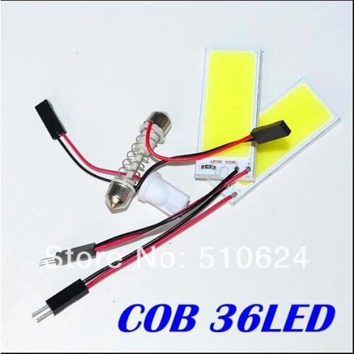 Wholesale White light car led panel light 5W COB LED 36led smd Car Interior Light T10 Festoon led Dome light Adapter 12V