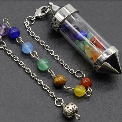 Wholesale Cone Shape Pendant Natural Stone 7 Chakra Necklaces & Pendants for Women Men Yoga Reiki Healing Divination Jewelry