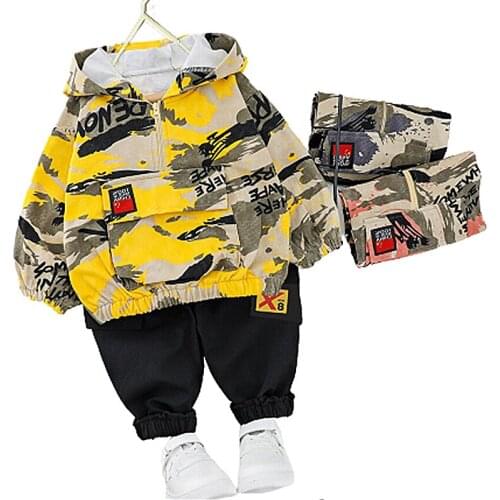 Autumn Baby Boys Camouflage Clothing set Baby boy clothes Fashion kids clothes sets long sleeve Hooded sweater+Trousers 2pcs