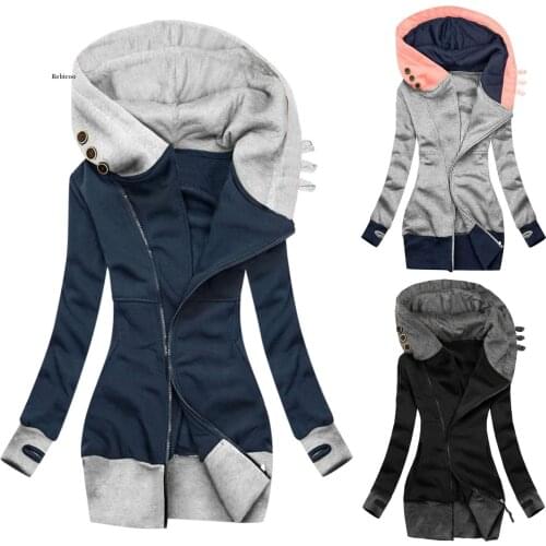 Autumn Winter Womens Fleece Jacket Coats Female Long Hooded Coats Outerwear Warm Thick Female Slim Fit Hoodies Jackets