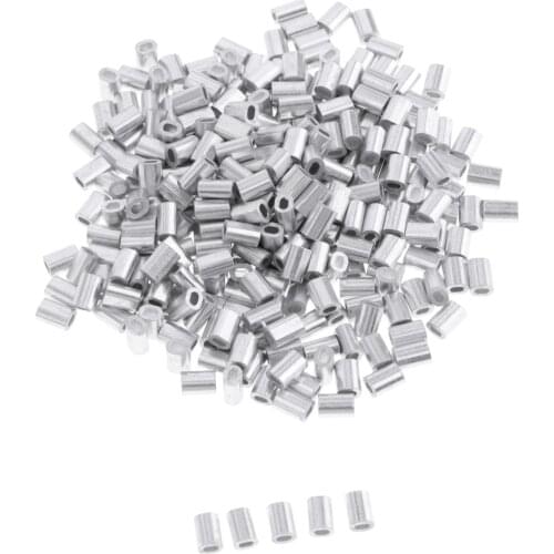 Pack 200pcs Double Barrel Aluminum Crimp Sleeves Fishing Line Tube Connectors, Crimping Loop Sleeves