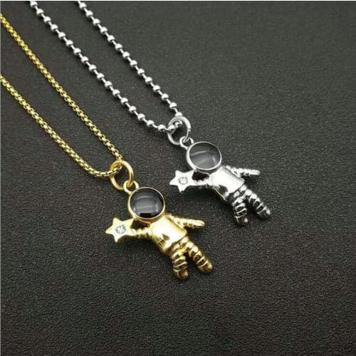 Stainless steel couple pendant National tide Harajuku style hip-hop astronaut pendant Astronaut pendant