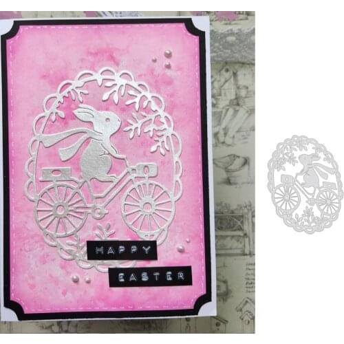 Easter Bunny Bike Dies Metal Cut Embossing Punch Knife Stencil for Scrapbooking Photo Album Decorative DIY Paper Card Making New