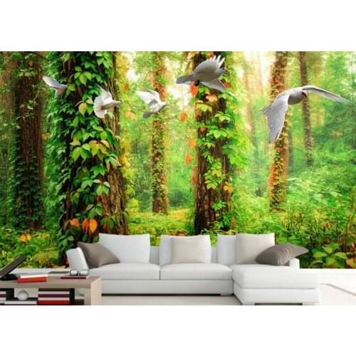 Custom 3D murals,Fresh green tree flower vine flower papel de parede, hotel coffee shop living room sofa TV bedroom wallpaper