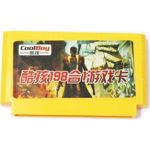 Popular 198 Real No Repeat Games In 1 Cartridge Big Yellow Game Card For 8 Bit Game Player