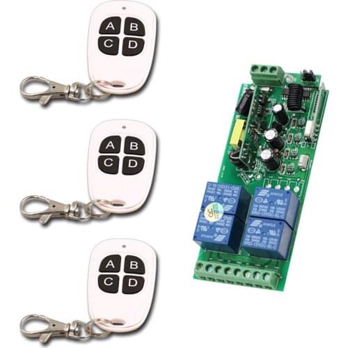 New Item AC85V ~250V RF Wireless Remote Control Switch 4CH Relay Radio Receiver & 3*Transmitter For Rolling Gate Electric Doors