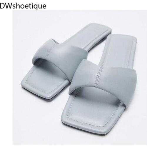 Summer square toe women slides beach casual flat women sandals