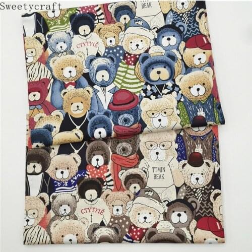 Cartoon Bear Printed Twill Fabric Cotton By Half Meter For Sewing Baby Dress Bedding Sheet Patchwork Cloth hometextile 160x50cm