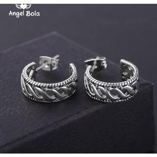 European Vintage Silver Color Buddha Earrings Circle Handmade Middle Stud Earring Bali Wrap for Women Fashion Jewelry
