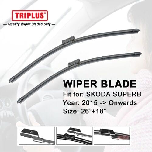 Wiper Blade for SKODA SUPERB (2015-Onwards) 1set 26"+18",Flat Aero Windscreen Wiper,Frameless Soft Windshield Wiper