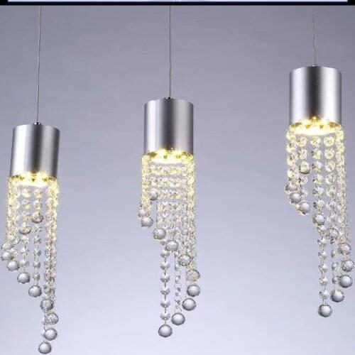 Modern chrome crystal ceiling chandelier for dining room long loft staircase large hallway lobby kitchen island indoor lighting